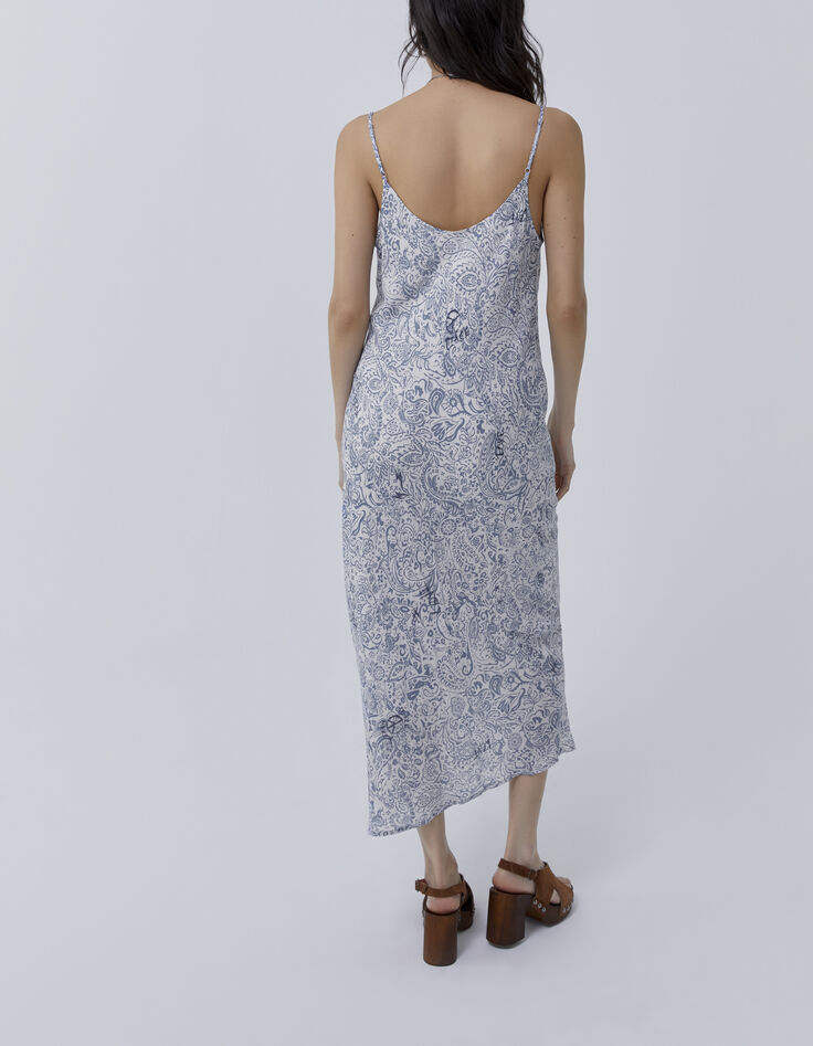 Women’s blue bandana print midi dress with straps-2
