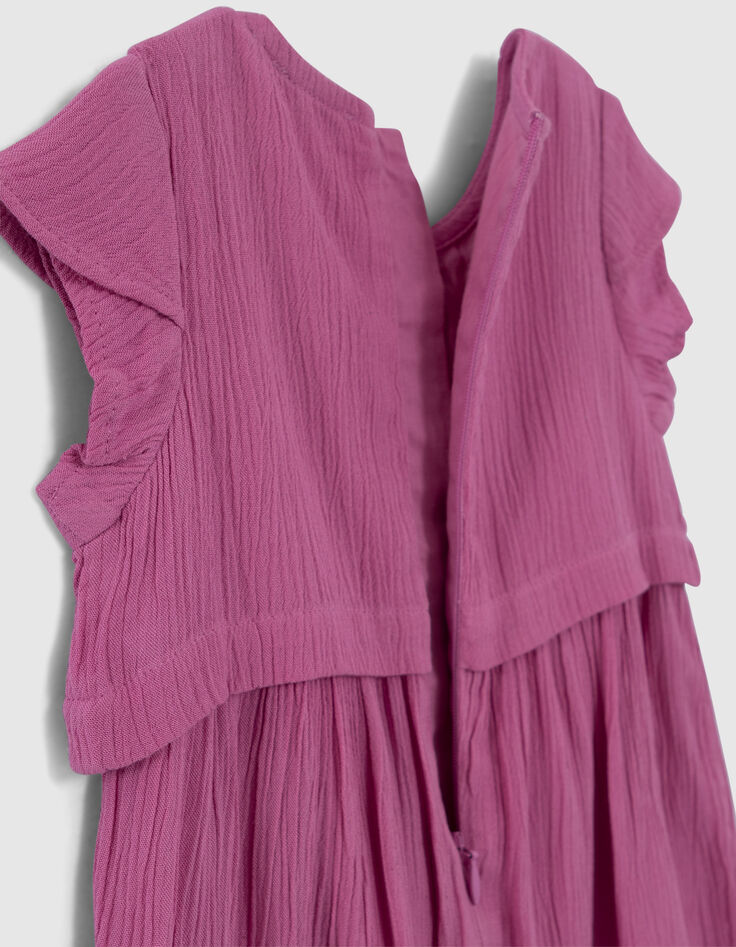 Malvenfarbenes Chiffonkleid mit Stickerei für Babymädchen-5
