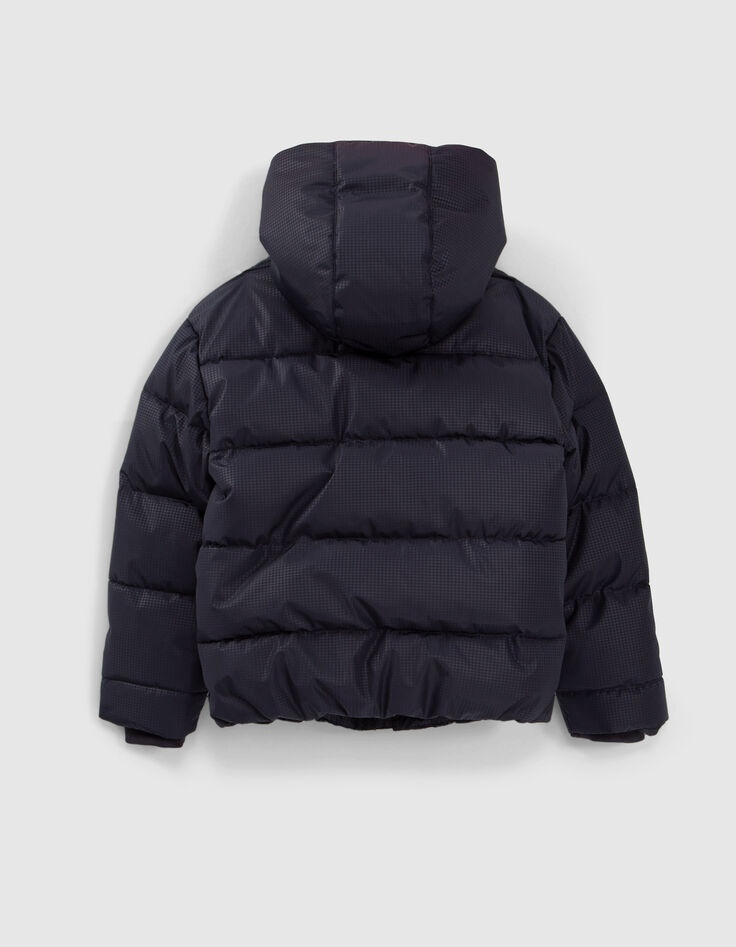 Boys’ navy houndstooth motif nylon padded jacket-3