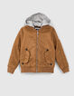 Blouson bomber cognac &agrave; capuche amovible gar&ccedil;on -2