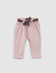 Jogging rose poudré à ceinture imprimée bébé fille-1
