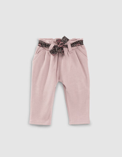 Jogging rose poudré à ceinture imprimée bébé fille - IKKS