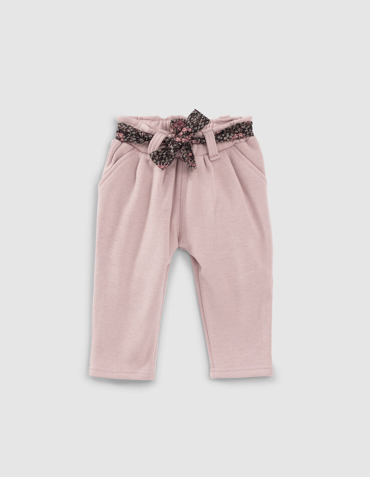 Jogging rose poudré à ceinture imprimée bébé fille-1