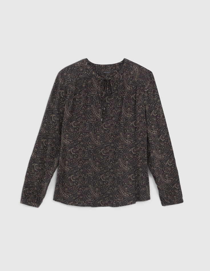 Women’s khaki LENZING™ ECOVERO™ floral paisley blouse-5 Women’s khaki LENZING™ ECOVERO™ floral paisley blouse-5