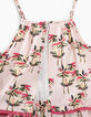 Combi short rose pâle imprimé palmiers fille-5