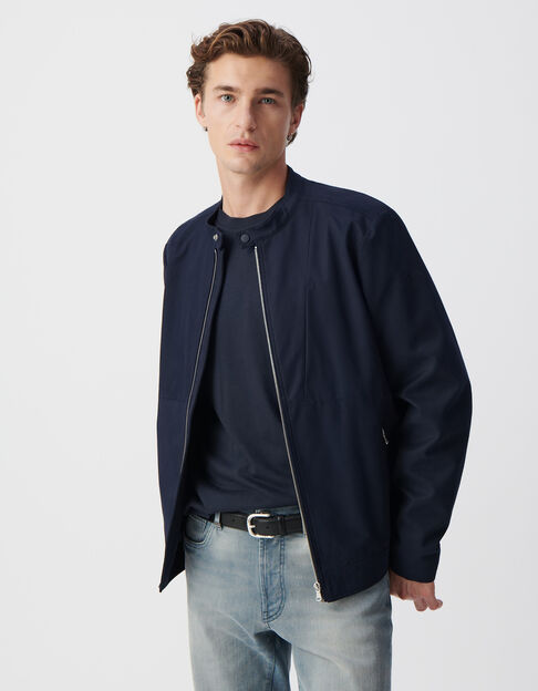Blouson marine &agrave; col pressionn&eacute; Homme - IKKS