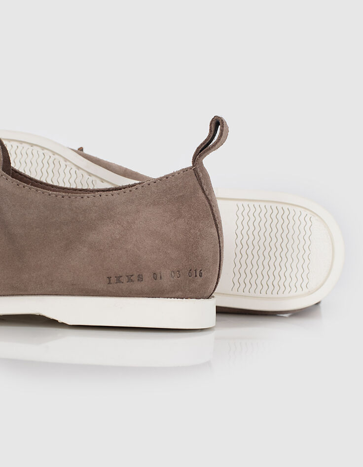 Chaussures bateau café en cuir velours Homme-4