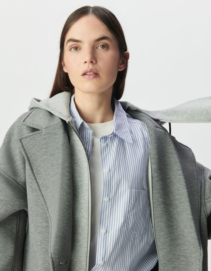 Women’s grey coat with detachable hood-7 Women’s grey coat with detachable hood-7