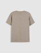 T-shirt encolure V beige coton bio flamm&eacute; Homme-7
