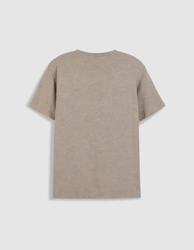 T-shirt encolure V beige coton bio flamm&eacute; Homme-7