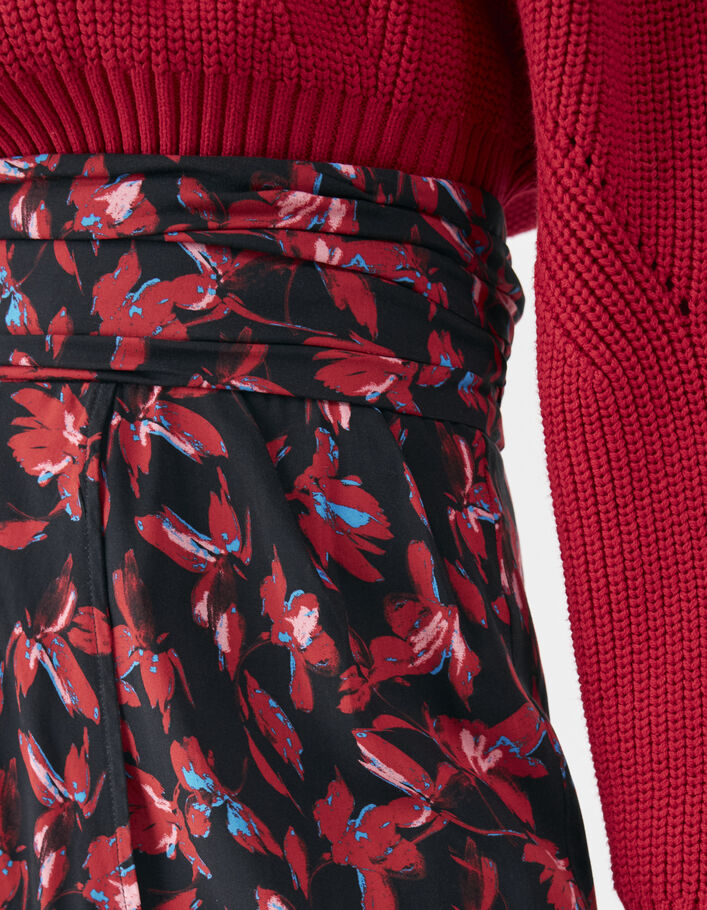 Jupe courte rouge imprimé floral rock Femme - IKKS