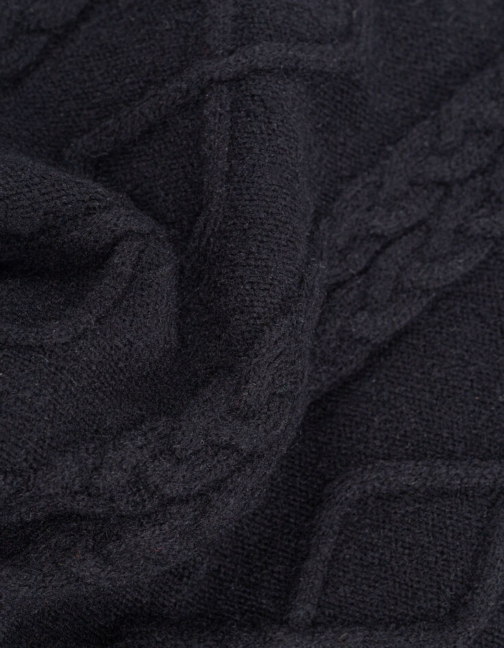 Schwarzer Zopfstrick-Kapuzenpullover für Mädchen-6