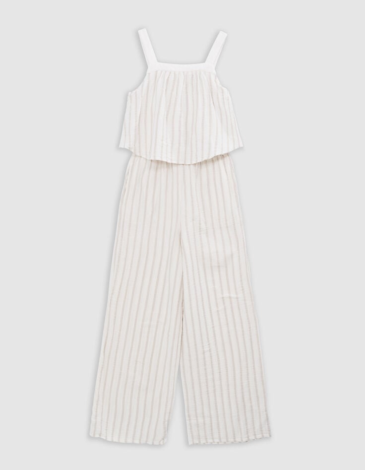 Ecru Overall, Baumwollgaze, beige Streifen-5