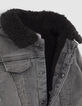 Veste en jean grise fourrée broderie dos bébé garçon-6