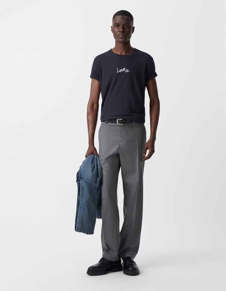 T-shirt marine coton bio message d'amour Homme-1