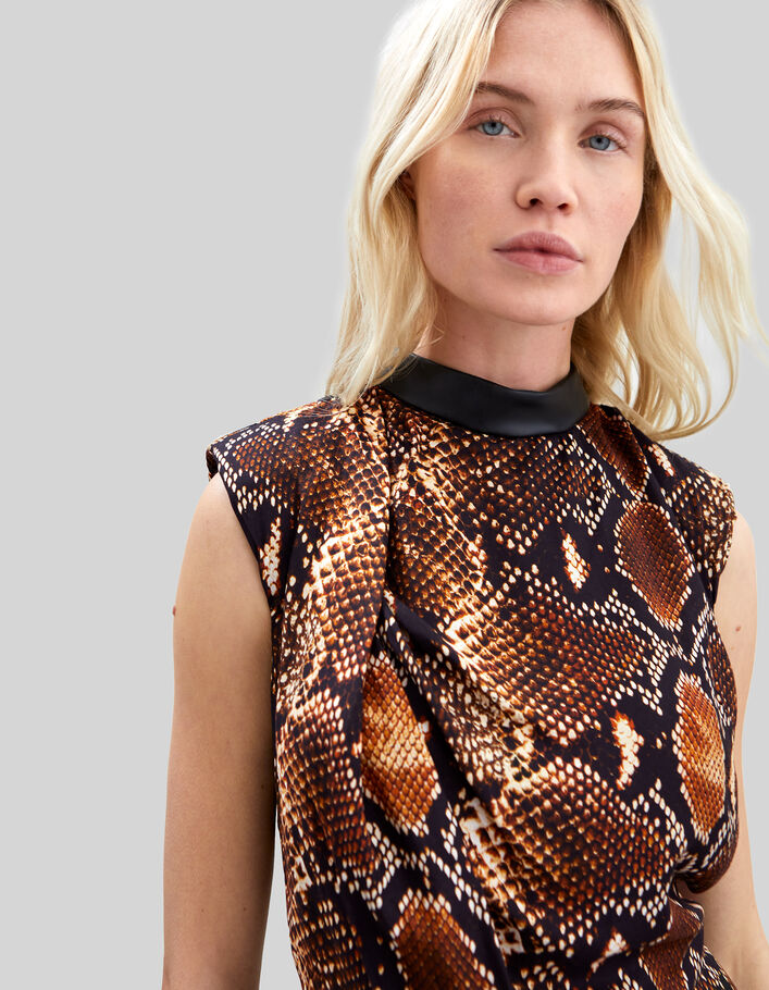 Pure Edition–Women’s mahogany dress with rock python print - IKKS