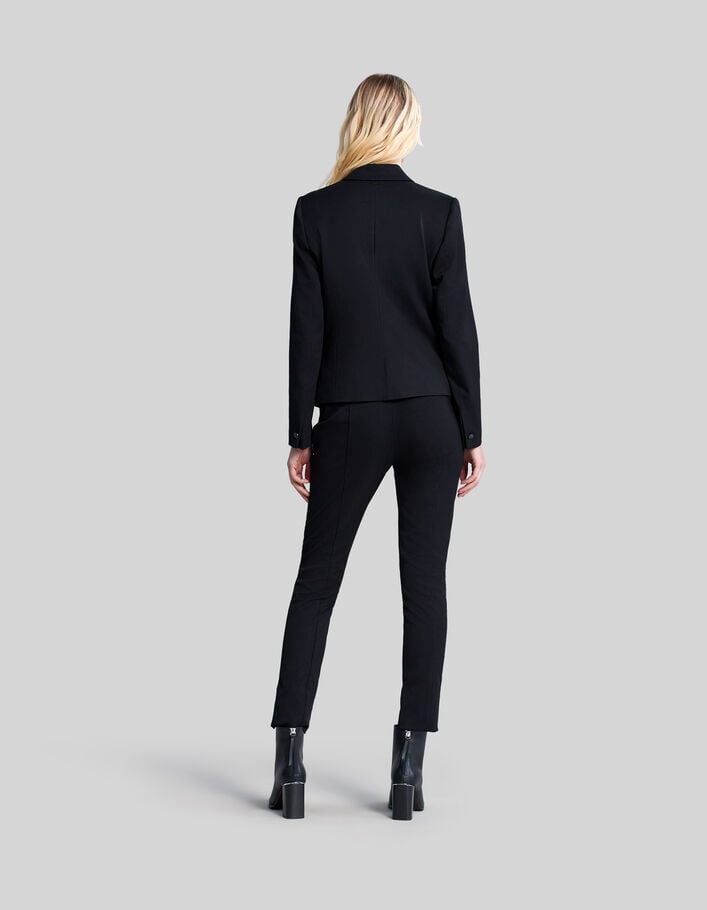 Women’s black twill fitted suit jacket-4