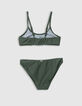 Maillot de bain 2 pièces kaki métallisé fille-4