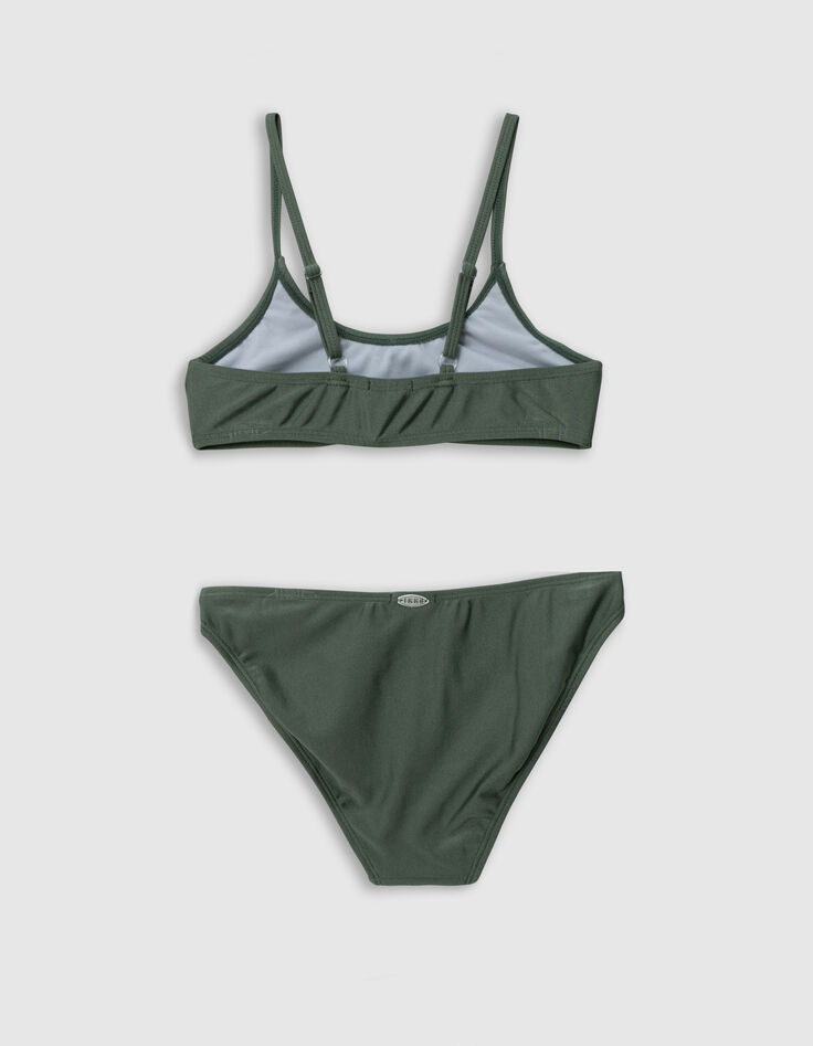 Maillot de bain 2 pièces kaki métallisé fille-4