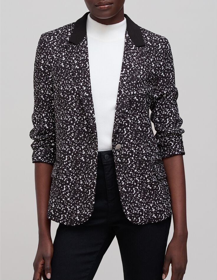 Women's black rock tachist print suit jacket-2