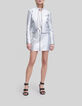 Women&rsquo;s silver leather zipped jacket-1