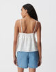 Top caraco fines bretelles blanc broderie anglaise Femme-3