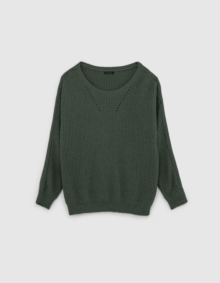 Damenpulli mit Zierelementen in Khaki-1