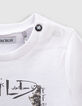 Weißes T-Shirt mit Gitarristenhund für Babyjungen -4