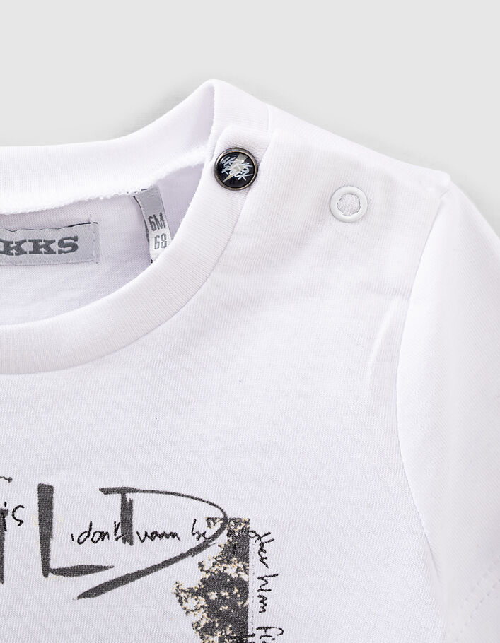 Camiseta blanca perro guitarrista algodón ecológico niño  - IKKS