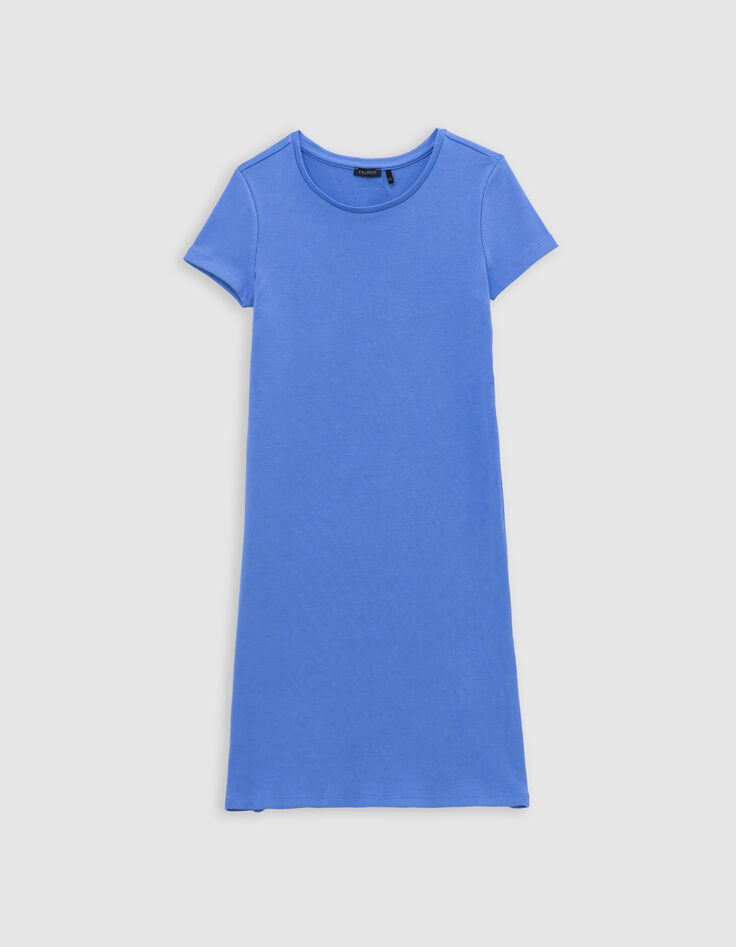 Blauwe T-shirtjurk biokatoen meisjes-4