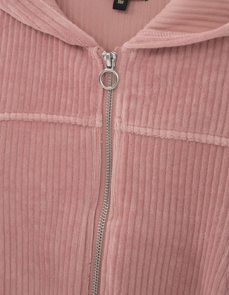 Puderrosa M&auml;dchenjacke aus geripptem Velours-5