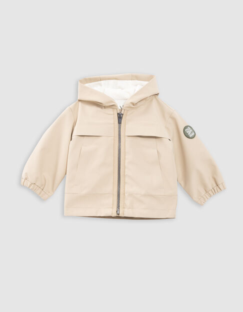Beige jasje met kap gerecycleerd polyester babyjongens - IKKS