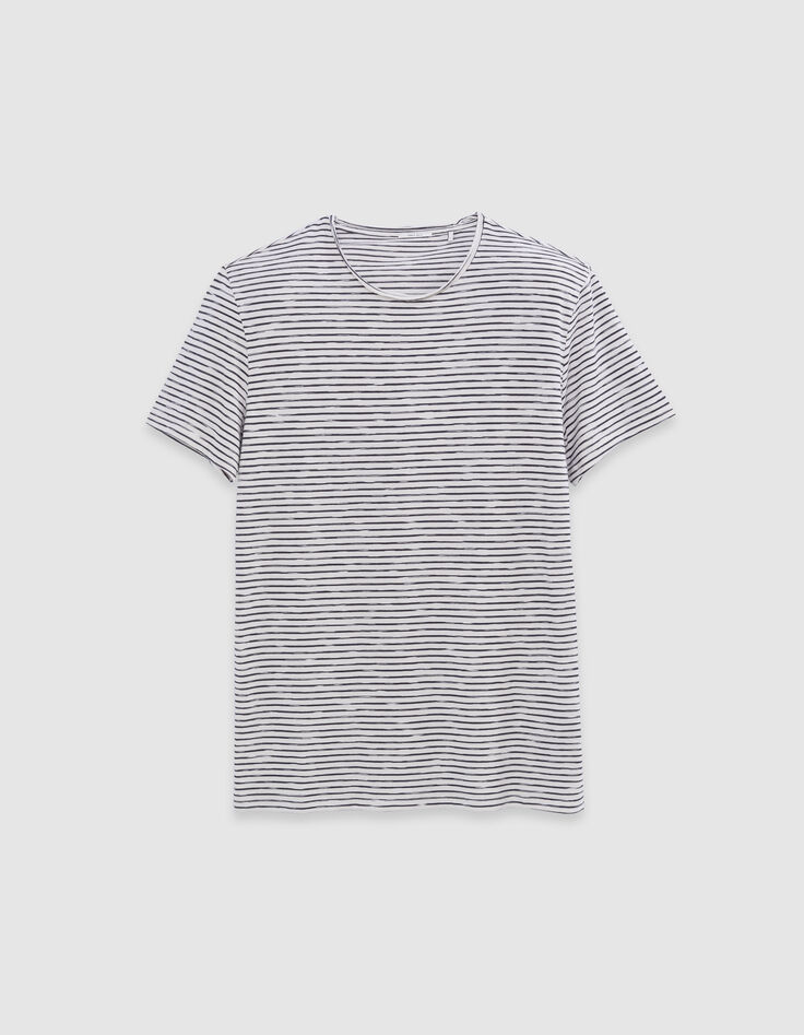 T-shirt marinière blanc rayures marine Homme-6