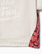 Tee-shirt cropped blanc cassé et fleuri fille-4