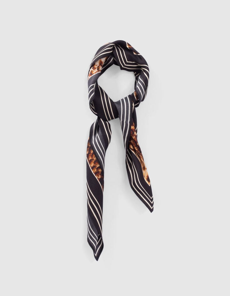 Pure Edition-Carré cognac imprimé effet python Femme-1