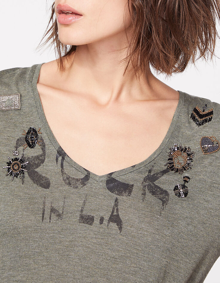 Camiseta pico caqui bordados joya-4