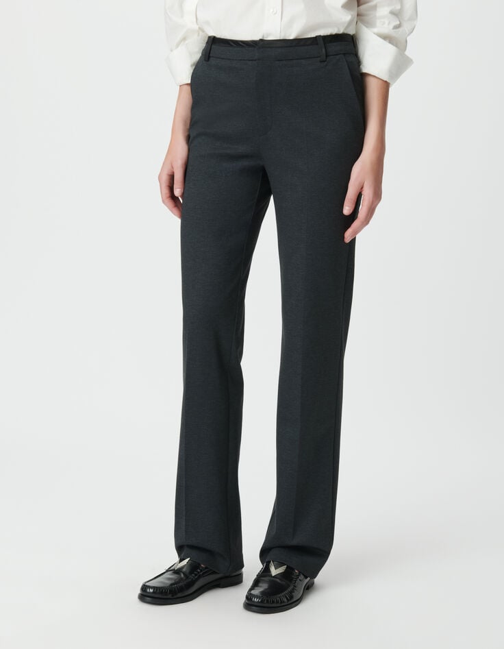 Pantalon de tailleur gris motif chevrons Femme-2 Pantalon de tailleur gris motif chevrons Femme-2