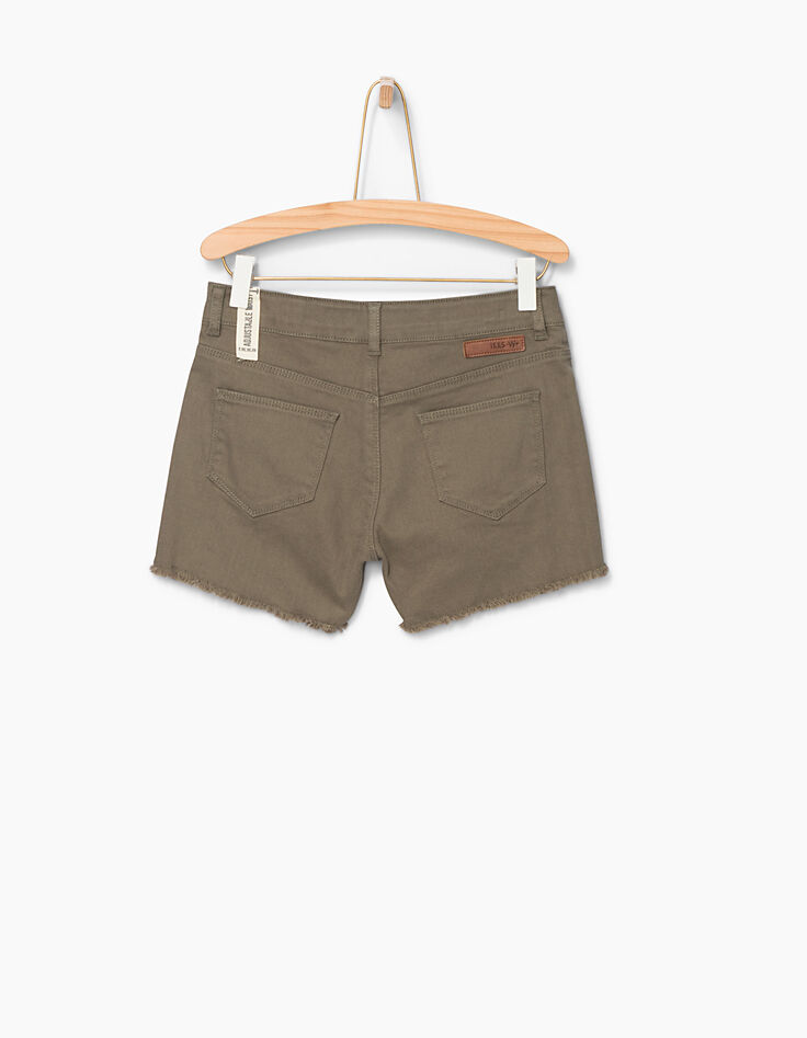 Girls' khaki studded denim shorts -4