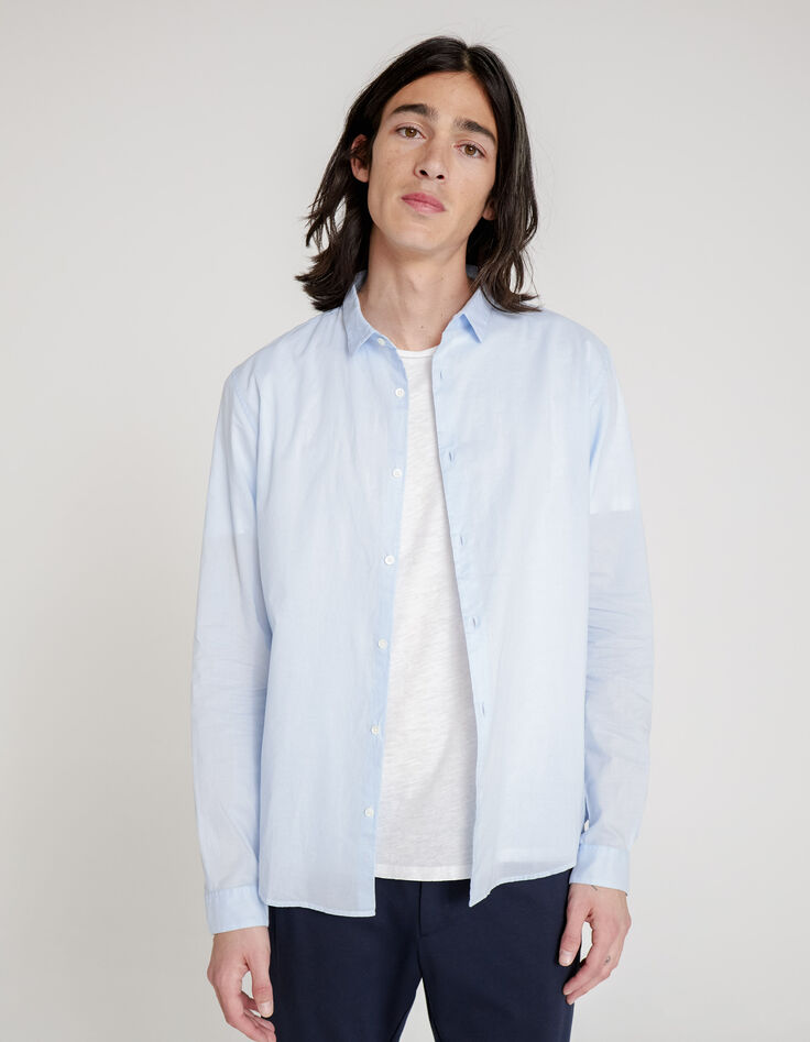 Chemise SLIM ciel en voile de coton bio Homme-2