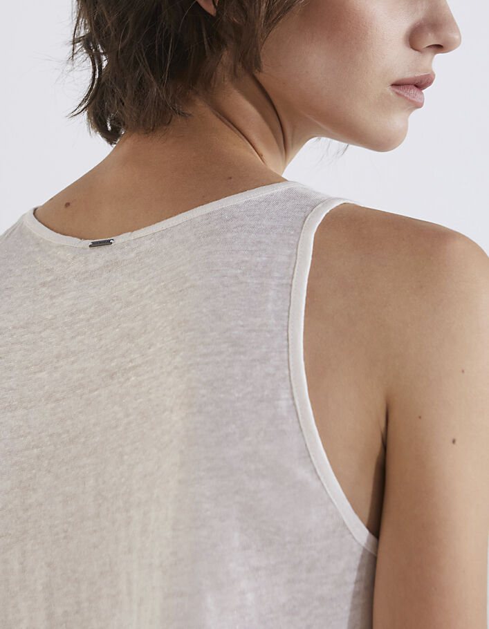 Women’s off-white foil linen vest top-5