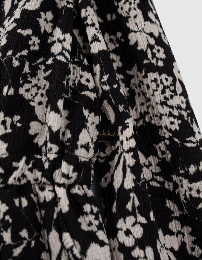 Zwarte jurk wikkeleffect grafische print meisjes - IKKS