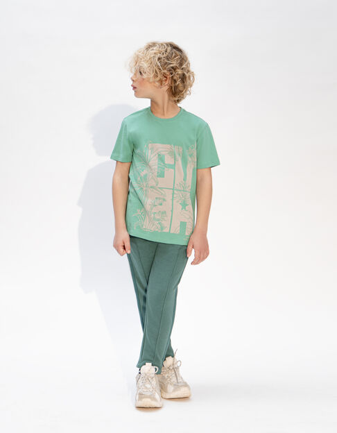 Boys' green joggers with striped braid down side - IKKS