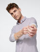 Camisa SLIM de rayas burdeos Hombre-1