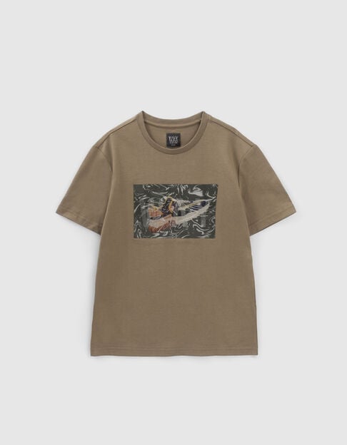 Boys’ khaki lenticular effect rubber image T-shirt - IKKS