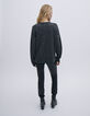 Grauer Pure Edition Damenpullover mit Stickerei-3
