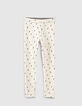 Leggings réversible gris et écru imprimé éclairs fille-4