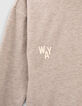 Girls&rsquo; beige hooded T-shirt with XL print on back-6