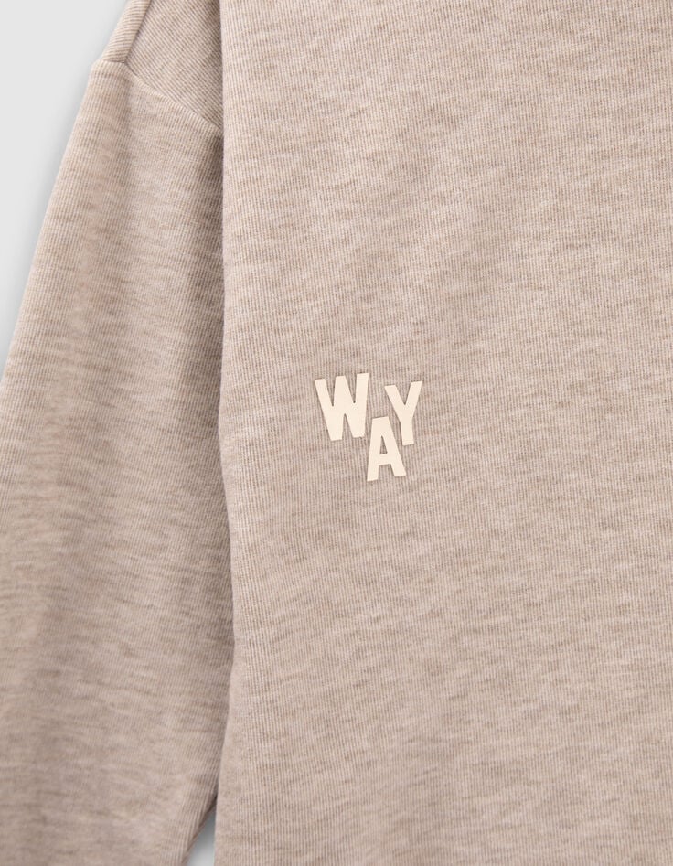 Girls&rsquo; beige hooded T-shirt with XL print on back-6