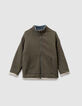Cardigan réversible sherpa bleu et molleton kaki garçon-5