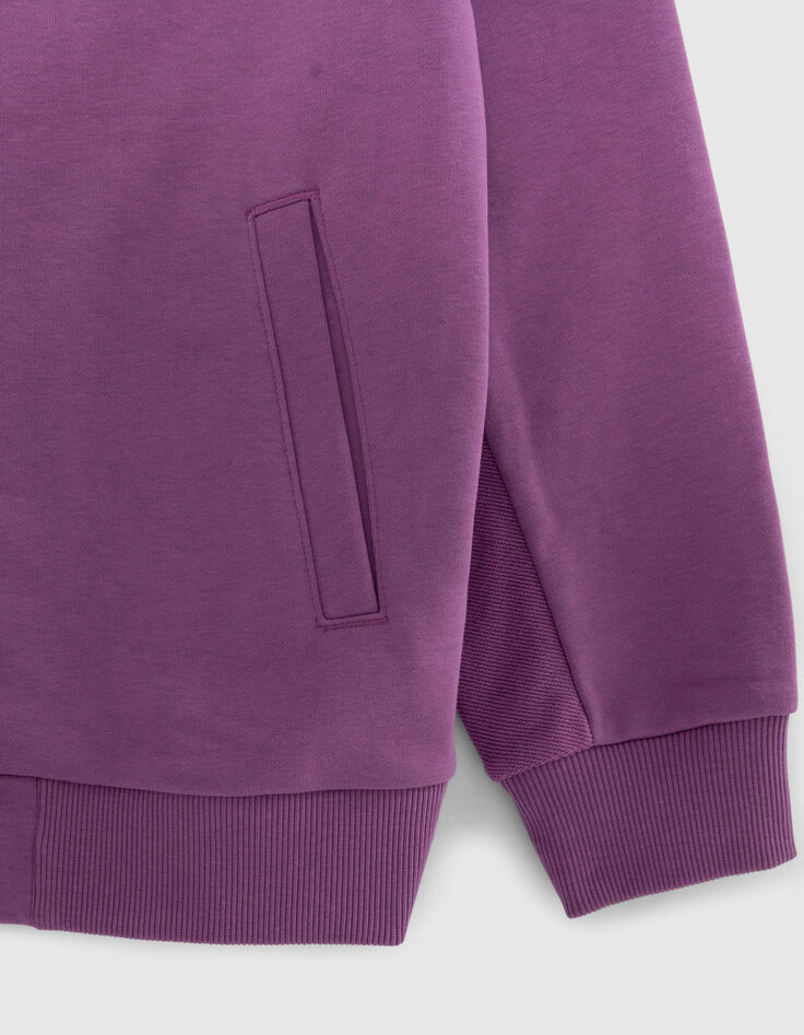 Cárdigan violeta maxi mensaje bordado detrás niño-4